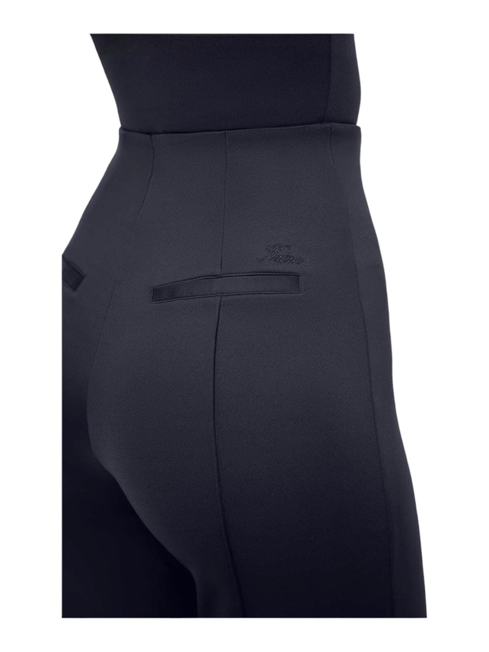 Nama Scuba Pintuck Pants Black Size Large High Rise Stretch Straight Leg New - Picture 3 of 13
